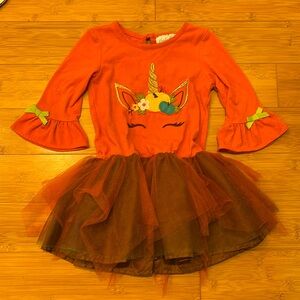 Cute Harvest/Thanksgiving Unicorn Dress with Tutu, toddler size 4T
